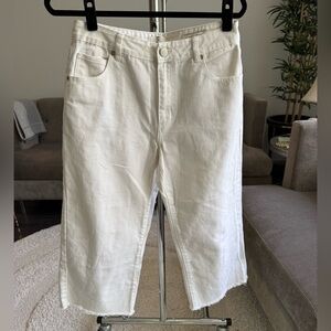 Cotton On Mid Wide Crop White Denim Jean Pants Size 8